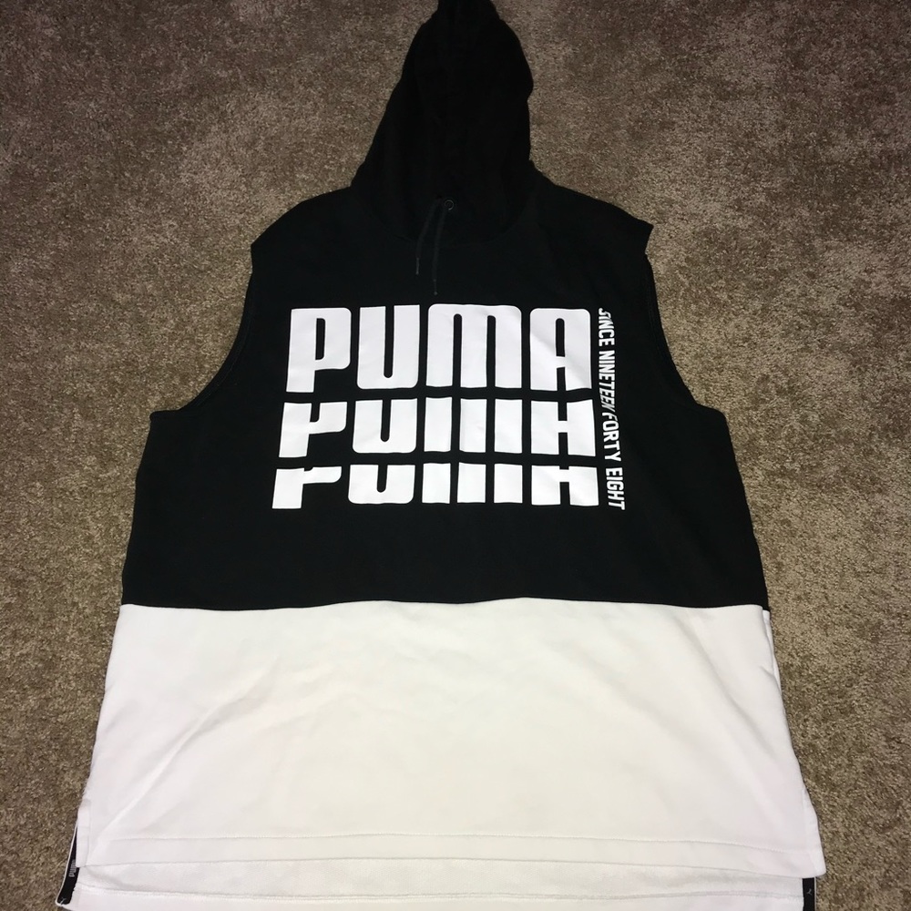 Puma White/Black cutoff T-shirt.
